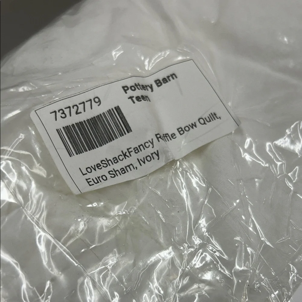 LoveShackFancy x Pottery Barn Ruffle Bow EURO Square Sham Pillow Cover Ivory New
